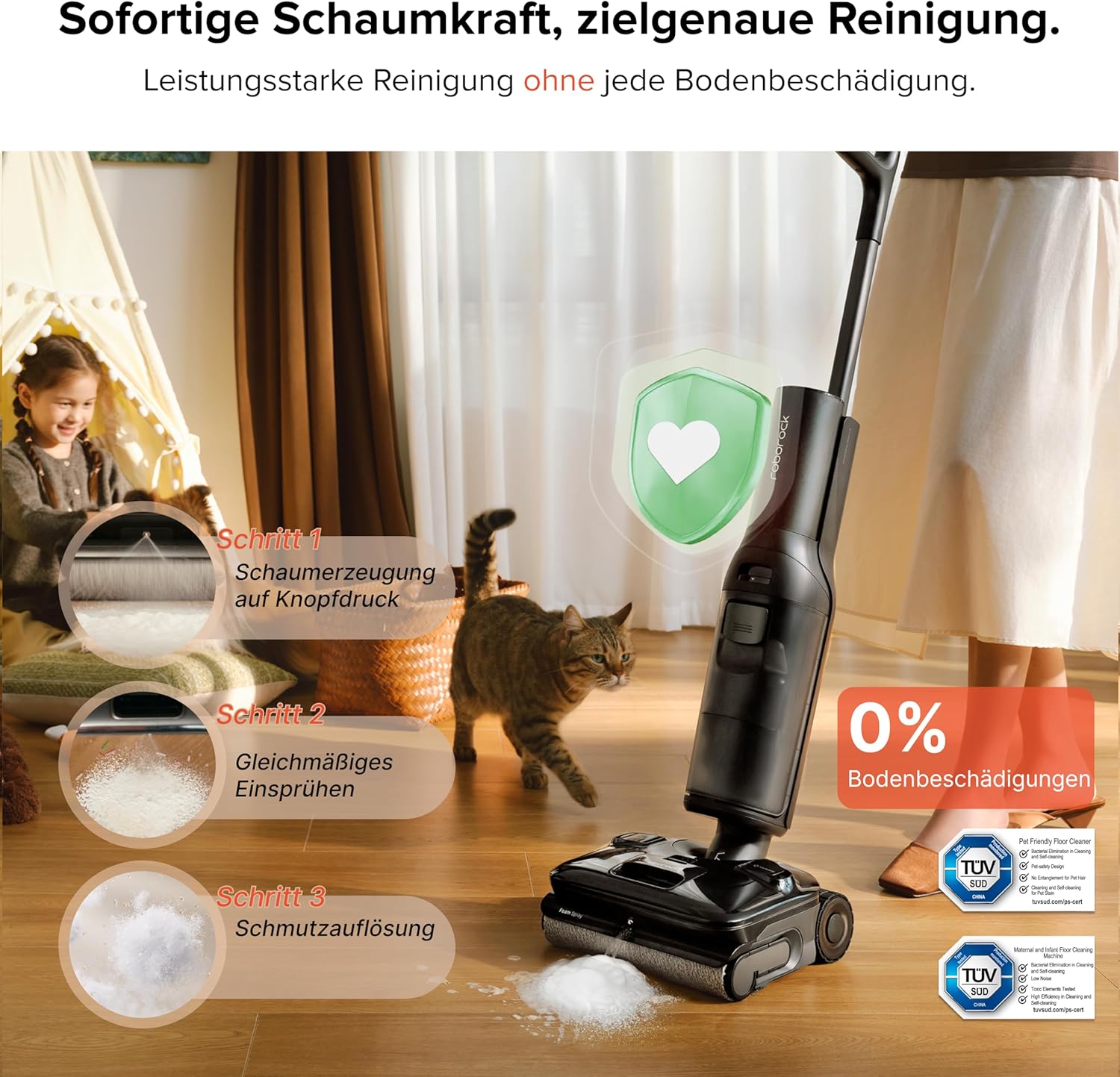 roborock F25 ACE Pro Nass-Trockensauger, 25000Pa, JetFoaming gegen Flecken, Anti-Haar-Verwicklung, 180° Flach-Design, Heißwasser-Selbstreinigung & Heißlufttrocknung 4 roborock F25 ACE Pro Nass-Trockensauger, 25000Pa, JetFoaming gegen Flecken, Anti-Haar-Verwicklung, 180° Flach-Design, Heißwasser-Selbstreinigung & Heißlufttrocknung – Bild 4