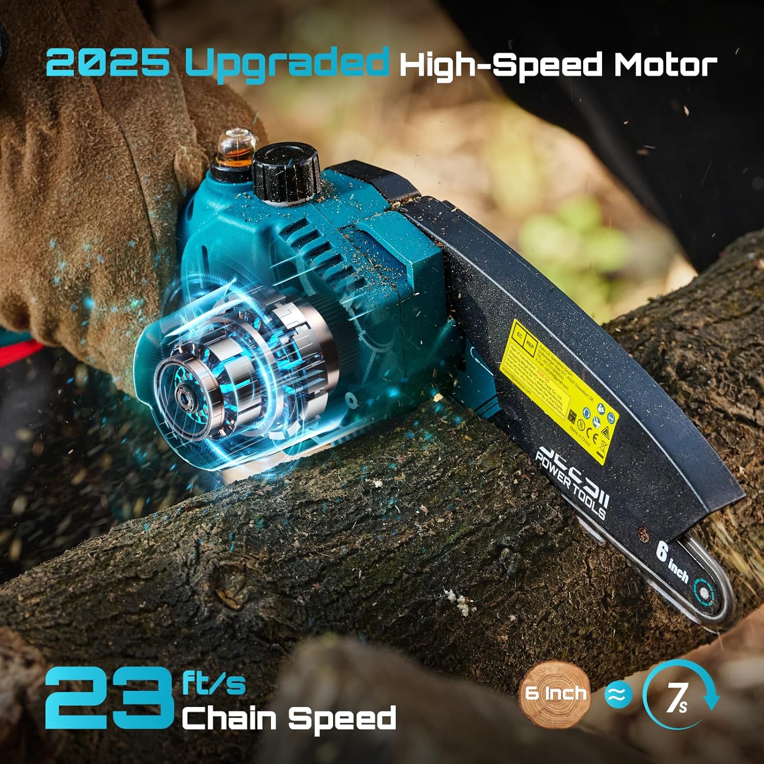 SEESII Mini Kettensäge mit Akku 8000mAh 6 Zoll, Akku Kettensäge mit Automatischer Öler und Ersatzkette, Handkettensäge Akku für Gartenscheren Astschere Holzschneidenz 4 SEESII Mini Kettensäge mit Akku 8000mAh 6 Zoll, Akku Kettensäge mit Automatischer Öler und Ersatzkette, Handkettensäge Akku für Gartenscheren Astschere Holzschneidenz – Bild 4
