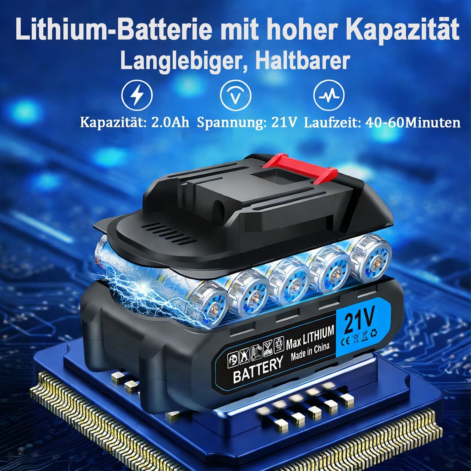Akku-Heckenschere für Makita 18V Akkus,Elektrische Heckenschere mit 2 X 2,000 mAh Akku und Ladegerät,ergonomischer Griff,52 cm Schnittlänge,15 mm Zahnabstand,ideal für Hecken und Sträucher 4 Akku-Heckenschere für Makita 18V Akkus,Elektrische Heckenschere mit 2 X 2,000 mAh Akku und Ladegerät,ergonomischer Griff,52 cm Schnittlänge,15 mm Zahnabstand,ideal für Hecken und Sträucher – Bild 4
