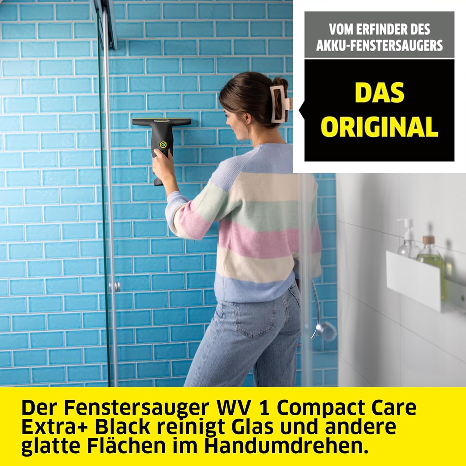 Kärcher Akku-Fenstersauger WV Compact Care Extra+ Black | 360°-Einsatz, 100ml Tank, Inkl. Sprühflasche mit Mikrofaser-Wischbezug & Fensterreiniger (500ml) 2 Kärcher Akku-Fenstersauger WV Compact Care Extra+ Black | 360°-Einsatz, 100ml Tank, Inkl. Sprühflasche mit Mikrofaser-Wischbezug & Fensterreiniger (500ml) – Bild 2