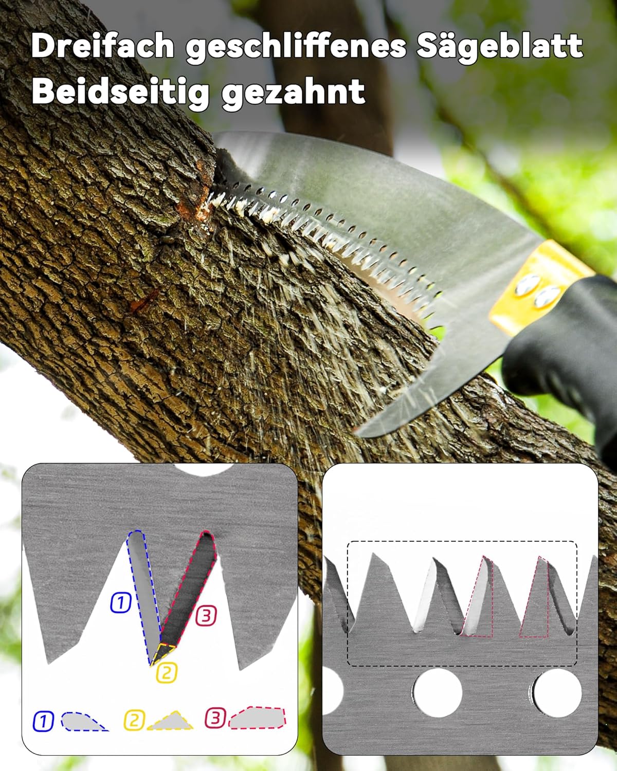 Astsägen mit Stiel zum Baumschnitt 4,3M Leichtgewichtige manuelle Edelstahlverlängerung, hohe Baumsäge mit Klinge für Trimmer, Äste, Baumschneider bei Forstwirtschaft, Hof, Garten und 5 Astsägen mit Stiel zum Baumschnitt 4,3M Leichtgewichtige manuelle Edelstahlverlängerung, hohe Baumsäge mit Klinge für Trimmer, Äste, Baumschneider bei Forstwirtschaft, Hof, Garten und – Bild 5