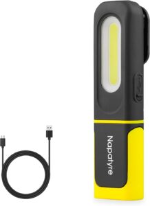 Arbeitsleuchte LED Akku, 800LM Werkstattlampe mit Haken und Magnetfuß, 360° Drehbare 3 Lichtmodi Taschenlampe Werkstatt Handlampe für Auto Reparatur Camping Notfall (1 Stück)