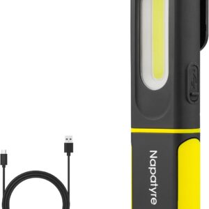 Arbeitsleuchte LED Akku, 800LM Werkstattlampe mit Haken und Magnetfuß, 360° Drehbare 3 Lichtmodi Taschenlampe Werkstatt Handlampe für Auto Reparatur Camping Notfall (1 Stück)
