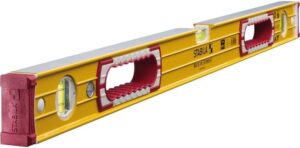 STABILA Wasserwaage Type 196-2, 81 cm, extrasteifes Alu-Profil, 1 Horizontal-Libelle, 2 Vertikal-Libellen, 2 Handgriffe, stoßdämpfende Endkappen, integrierte Rutsch-Stopper, Made in Germany, Gelb