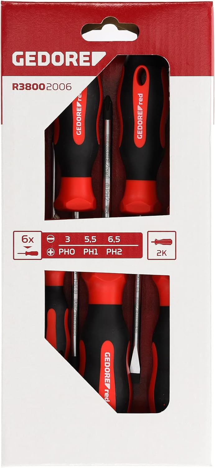 GEDORE red Schraubendreher-Set 6-teilig, Schraubenzieher-Satz Schlitz/Kreuzschlitz, 2-Komponenten-Griff, Werkzeug, R38002006 4 GEDORE red Schraubendreher-Set 6-teilig, Schraubenzieher-Satz Schlitz/Kreuzschlitz, 2-Komponenten-Griff, Werkzeug, R38002006 – Bild 4