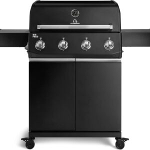BURNHARD® Big FRED Base Gasgrill 4-Brenner, Gusseisenrost, Schwarz-Matt