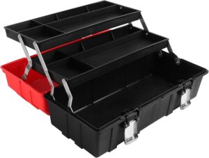 MAXPOWER 17-Zoll Leichtbau-Klapptoolbox mit 3-stufigem Tray und Fächern | 3-stufiges Klapptray – Drei ausklappbare Ebenen für übersichtliche Aufbewahrung und schnellen Zugriff.