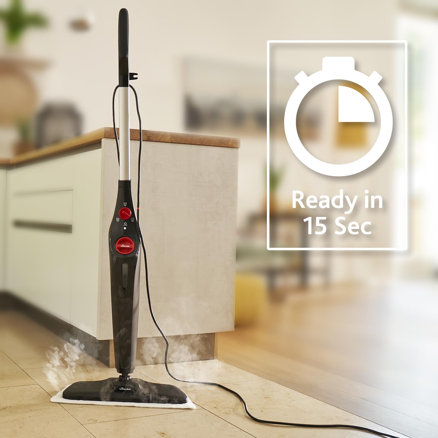 Vileda Steam Plus XXL Dampfreiniger für Böden und Teppiche mit PowerPad und 2 Mikrofaserbezügen | 40 cm Wischerplatte | 15 Sek. Aufheizzeit | Comfort-Pack | 40 cm Wischerplatte | 15 Sek. Aufheizzeit | inkl. Teppichgleiter | entfernt 99,9% Bakterien & Viren | Comfort Pack 4 Vileda Steam Plus XXL Dampfreiniger für Böden und Teppiche mit PowerPad und 2 Mikrofaserbezügen | 40 cm Wischerplatte | 15 Sek. Aufheizzeit | Comfort-Pack | 40 cm Wischerplatte | 15 Sek. Aufheizzeit | inkl. Teppichgleiter | entfernt 99,9% Bakterien & Viren | Comfort Pack – Bild 4