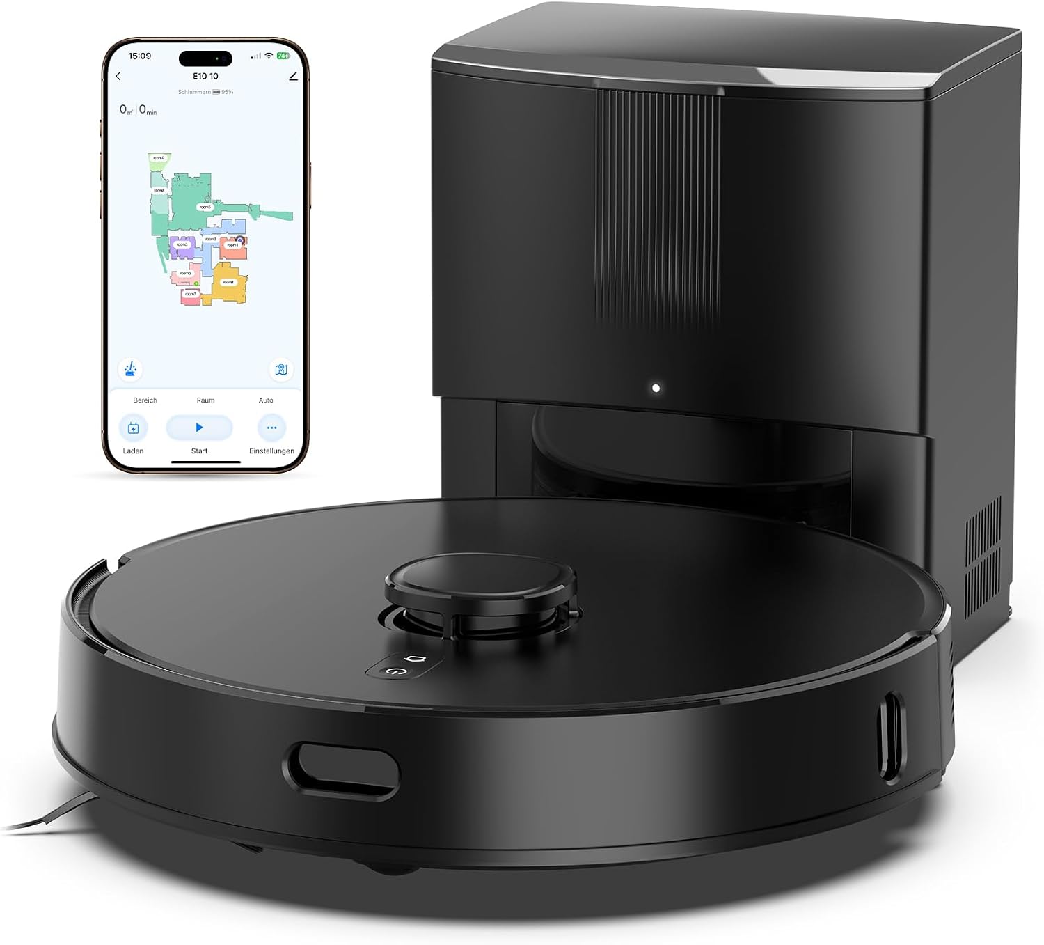 E10+ Saugroboter mit Wischfunktion für Tierhaare Teppich mit 8000Pa | BOTLUXE Staubsauger Roboter mit Absaugstation 3.5L, Saug und Wischroboter LiDAR Navigation, APP Steuerung 1 E10+ Saugroboter mit Wischfunktion für Tierhaare Teppich mit 8000Pa | BOTLUXE Staubsauger Roboter mit Absaugstation 3.5L, Saug und Wischroboter LiDAR Navigation, APP Steuerung