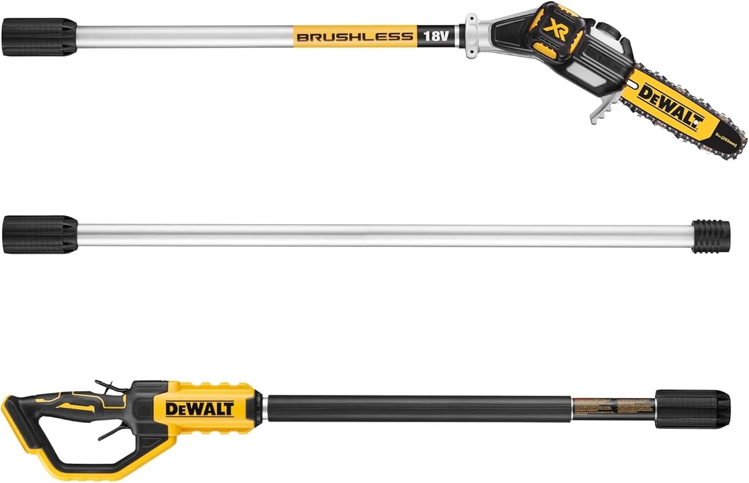 Dewalt 18V Akku-Hochentaster DCMPS567N (bürstenlos, bis zu 3 Meter Arbeitslänge, Schwertlänge 20cm, automatische Kettenschmierung, inkl. Zubehör, Lieferung ohne Akku & Ladegerät) 4 Dewalt 18V Akku-Hochentaster DCMPS567N (bürstenlos, bis zu 3 Meter Arbeitslänge, Schwertlänge 20cm, automatische Kettenschmierung, inkl. Zubehör, Lieferung ohne Akku & Ladegerät) – Bild 4