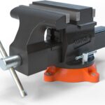 VEVOR Schraubstock, 167 mm Backenbreite, 360° Drehbar Sphäroguss Werkbankschraubstock 7,2x7,7cm Amboss Schraubstock Parallelschraubstock Zwei-Wege-Backen zum Schärfen Schleifen Schneiden