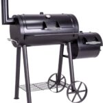 BBQ Grill Smoker schwarz Grillwagen 2 Kammern Barbecue inkl. Abdeckung | 125x60x120 cm 28 kg Transporträder Thermostat Schutzplane