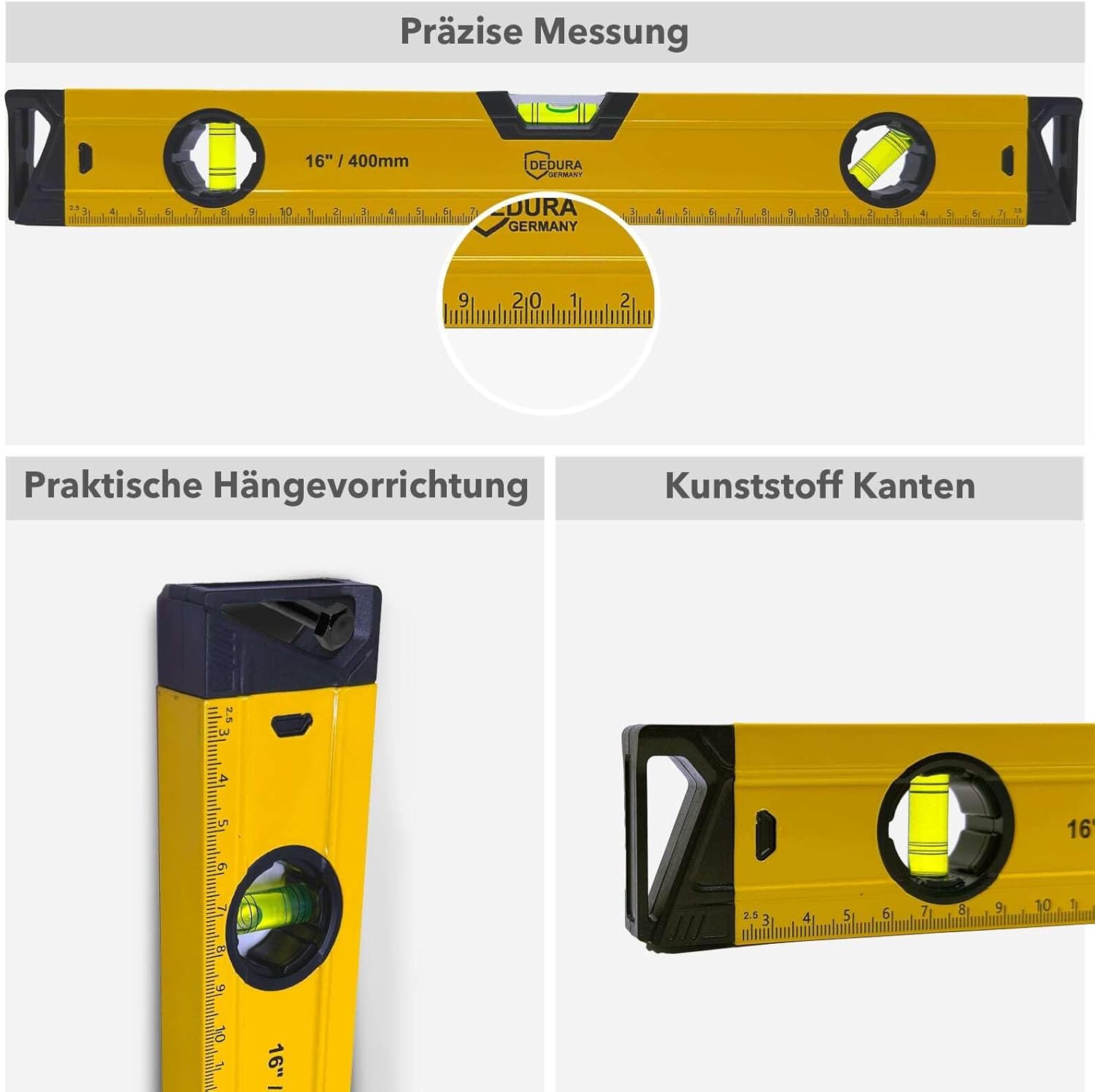 Wasserwaage 100 cm lang und magnetisch, für Profi und Heimwerker geeignet, Magnetwasserwaage mit drei Libellen und 100cm Lineal, aus Aluminium (100cm) 3 Wasserwaage 100 cm lang und magnetisch, für Profi und Heimwerker geeignet, Magnetwasserwaage mit drei Libellen und 100cm Lineal, aus Aluminium (100cm) – Bild 3
