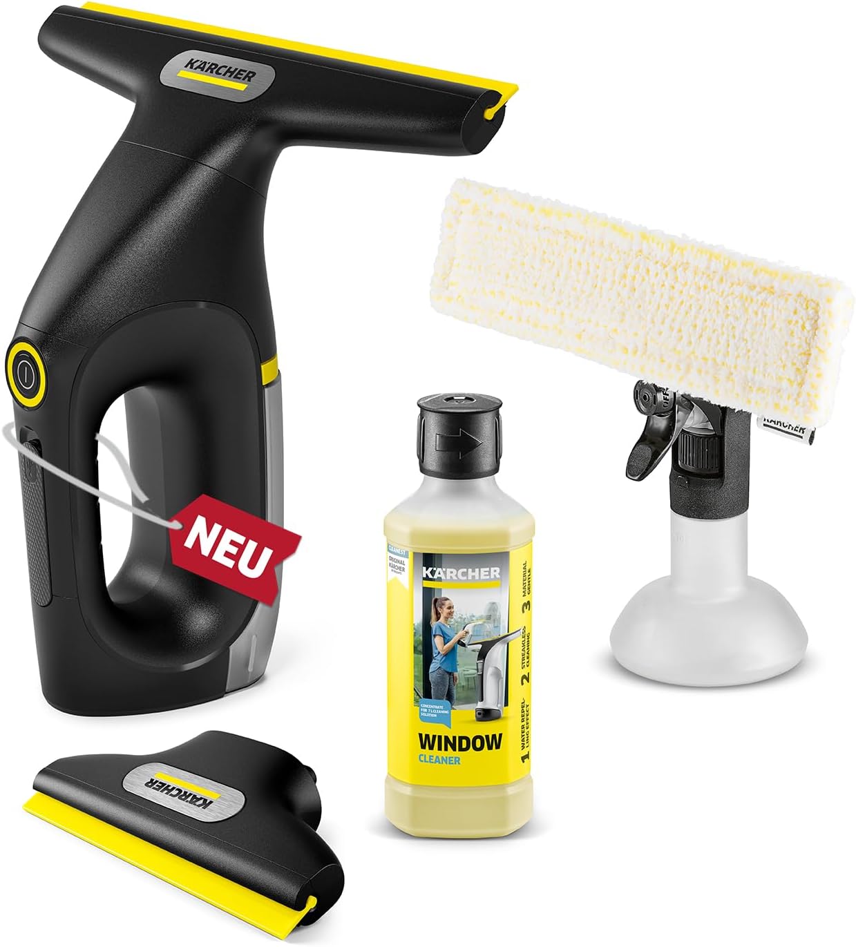 Kärcher Akku-Fenstersauger WV 2 Universal Precision+ Black, Akkulaufzeit: 35 min., Schmutzwassertank: 120 ml, 2 Absaugdüsen, Sprühflasche mit Mikrofaser-Wischbezug, 20 ml Fensterreiniger, USB-C-Port 1 Kärcher Akku-Fenstersauger WV 2 Universal Precision+ Black, Akkulaufzeit: 35 min., Schmutzwassertank: 120 ml, 2 Absaugdüsen, Sprühflasche mit Mikrofaser-Wischbezug, 20 ml Fensterreiniger, USB-C-Port