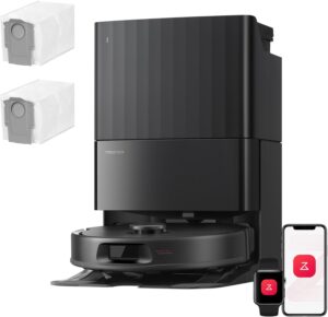 roborock Qrevo S Pro Set Saugroboter mit Wischfunktion, 18.500 Pa Saugkraft | verbessert von QV 35A, 75 °C Heißwasser-Moppreinigung, Anti-Tangle System, Hindernisvermeidung, All-in-One Dock (Schwarz)
