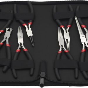 8-teiliges Mini-Zangen-Set, Präzisionswerkzeug mit 8 verschiedenen Spitzen und Typen, Ideal für Bastelarbeiten, Elektronik und Schmuckherstellung