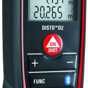 Leica DISTO D2 – funktioneller Laser Entfernungsmesser mit Bluetooth (App-Nutzung) für Distanz-, Flächen- und Volumenmessungen (Innenbereich & automatische Endstückerkennung)