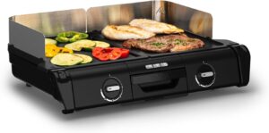 Tefal BBQ Family Elektrischer Tischgrill, 2 getrennte Grillflächen, 2 Thermostate, antihaftbeschichtete Alu-Druckguss Grillplatten, spülmaschinengeeignet, extra tiefe Rillen, Schwarz/Silber, TG800N10