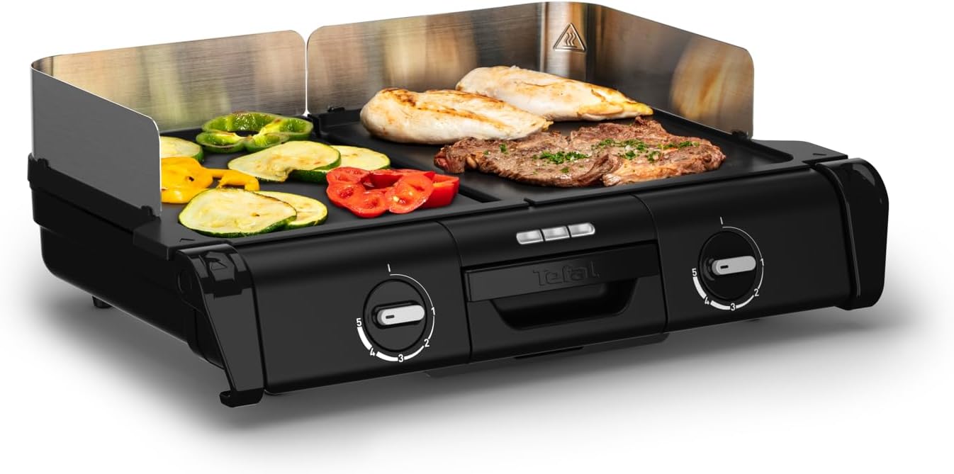 Tefal BBQ Family Elektrischer Tischgrill, 2 getrennte Grillflächen, 2 Thermostate, antihaftbeschichtete Alu-Druckguss Grillplatten, spülmaschinengeeignet, extra tiefe Rillen, Schwarz/Silber, TG800N10 1 Tefal BBQ Family Elektrischer Tischgrill, 2 getrennte Grillflächen, 2 Thermostate, antihaftbeschichtete Alu-Druckguss Grillplatten, spülmaschinengeeignet, extra tiefe Rillen, Schwarz/Silber, TG800N10