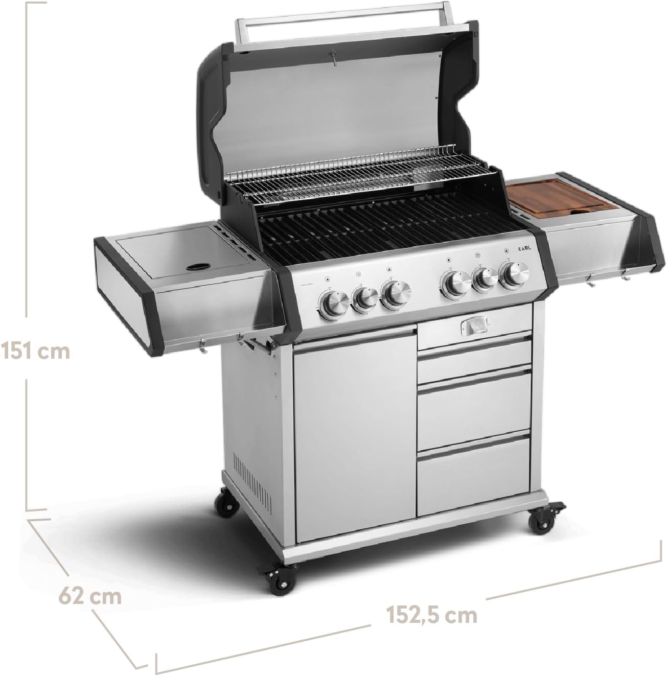 BURNHARD® Gasgrill 4-Brenner inkl. Heckbrenner, mit Gusseisen Grillrost 2 BURNHARD® Gasgrill 4-Brenner inkl. Heckbrenner, mit Gusseisen Grillrost – Bild 2