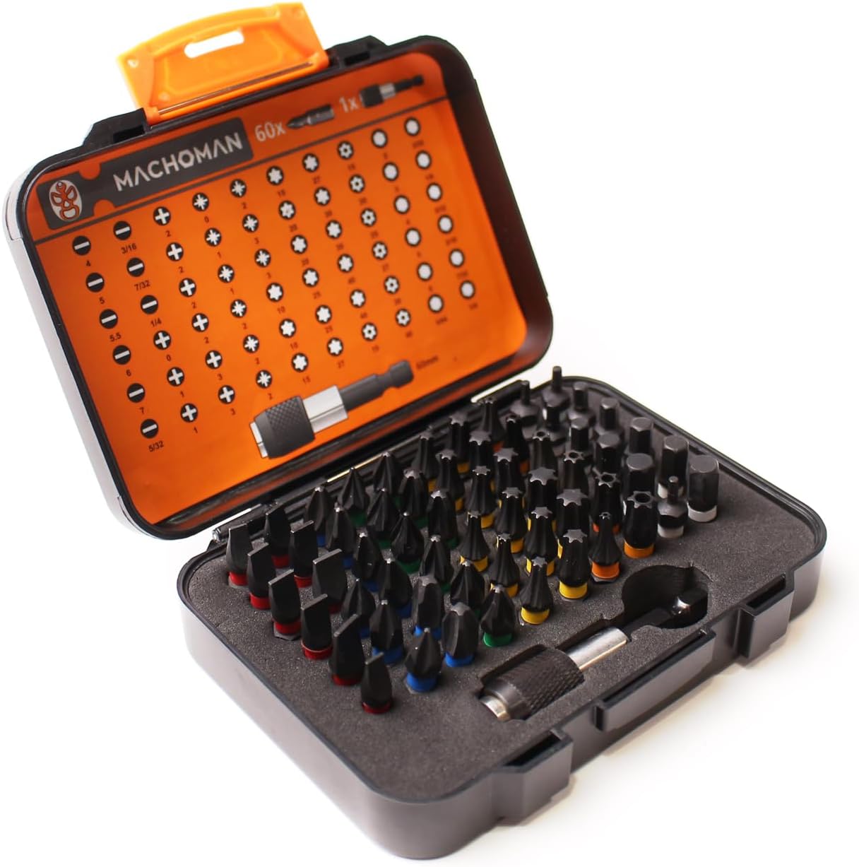 Machoman S2 Schraubendreherbits 61 Teile, 60 mm Schnell-Bithalter 1 Machoman S2 Schraubendreherbits 61 Teile, 60 mm Schnell-Bithalter