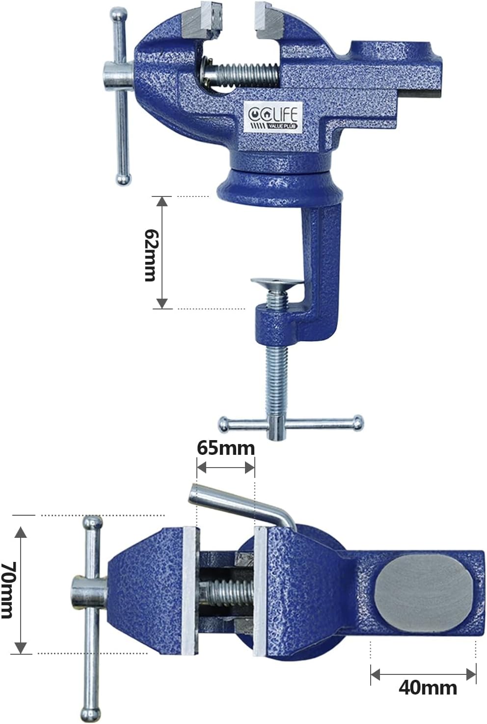 CCLIFE Tischschraubstock 50/70 mm, 360° drehbar, Gusseisen | Stabiler Tischschraubstock für Werkbank, präzises Spannen bei Heimwerken, Reparatur und Modellbau 3 CCLIFE Tischschraubstock 50/70 mm, 360° drehbar, Gusseisen | Stabiler Tischschraubstock für Werkbank, präzises Spannen bei Heimwerken, Reparatur und Modellbau – Bild 3
