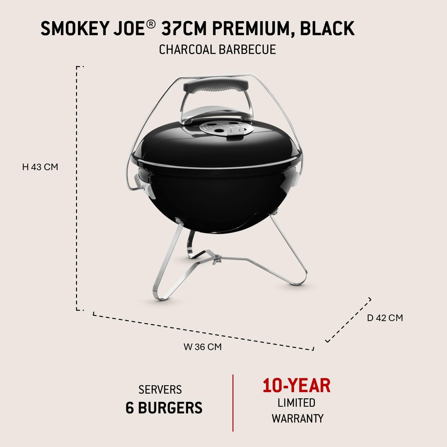Weber Smokey Joe Premium Holzkohlegrill | Tragbares Design, Porzellanemaillierter Deckel und Kessel, 37 cm Grillfläche, Tuck-N-Carry-Griff, Schwarz 3 Weber Smokey Joe Premium Holzkohlegrill | Tragbares Design, Porzellanemaillierter Deckel und Kessel, 37 cm Grillfläche, Tuck-N-Carry-Griff, Schwarz – Bild 3