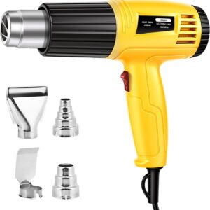 Mini-Heißluftpistole 1600W Handheld-Heißluftpistole Tragbare Heißluftpistole mit Überhitzungsschutz Geeignet für Bastelarbeiten, Heimwerken, Schrumpffolienverpackungen, Prägen (Gelb)