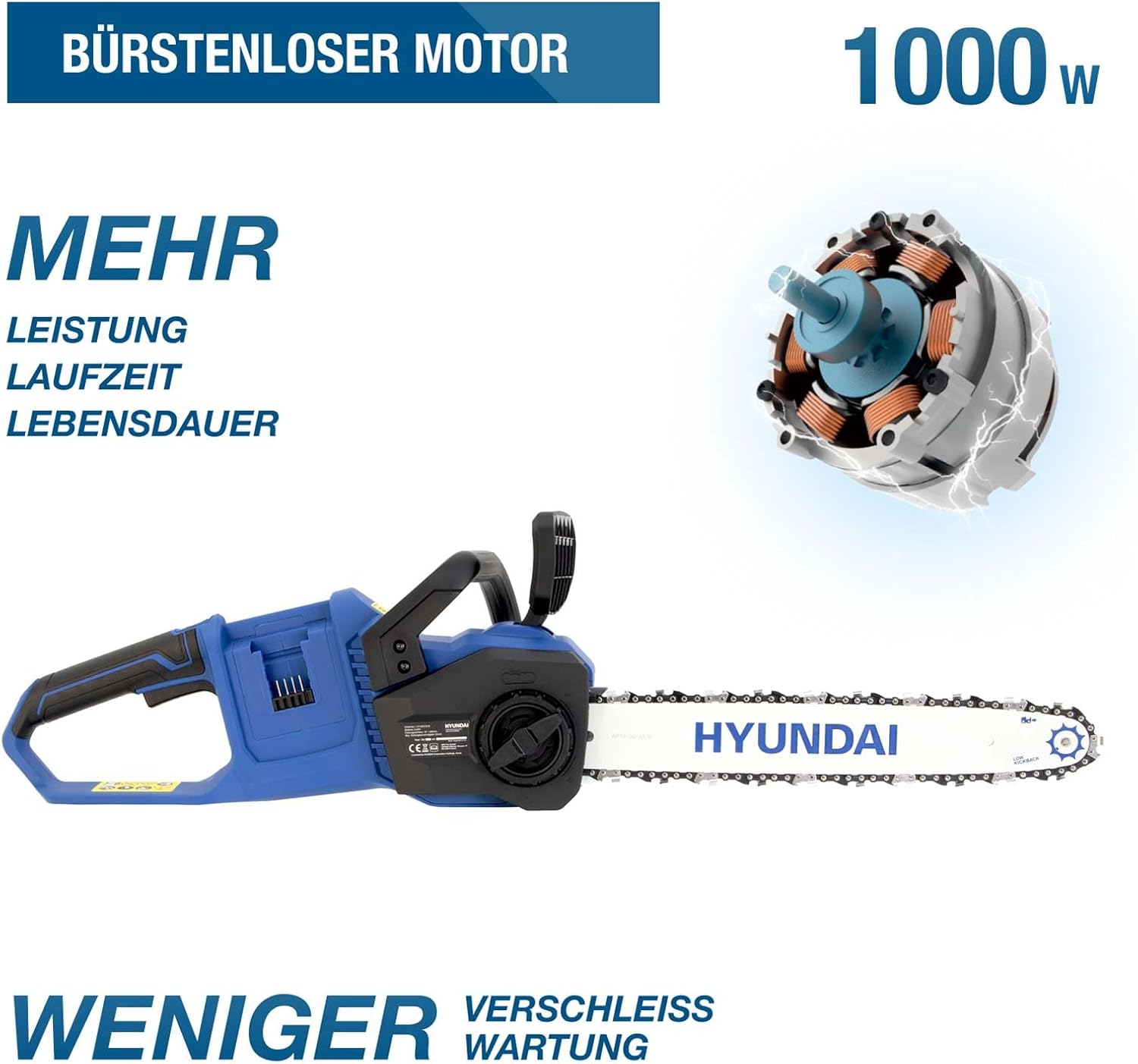 HYUNDAI 40V Akku-Kettensäge CS4016LI, inkl. 2x 4Ah Akku & Doppelladegerät 4 HYUNDAI 40V Akku-Kettensäge CS4016LI, inkl. 2x 4Ah Akku & Doppelladegerät – Bild 4