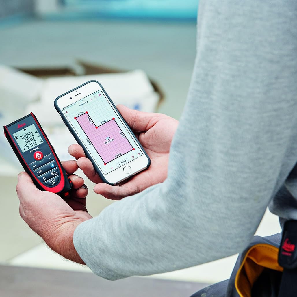 Leica DISTO D2 – funktioneller Laser Entfernungsmesser mit Bluetooth (App-Nutzung) für Distanz-, Flächen- und Volumenmessungen (Innenbereich & automatische Endstückerkennung) 4 Leica DISTO D2 – funktioneller Laser Entfernungsmesser mit Bluetooth (App-Nutzung) für Distanz-, Flächen- und Volumenmessungen (Innenbereich & automatische Endstückerkennung) – Bild 4