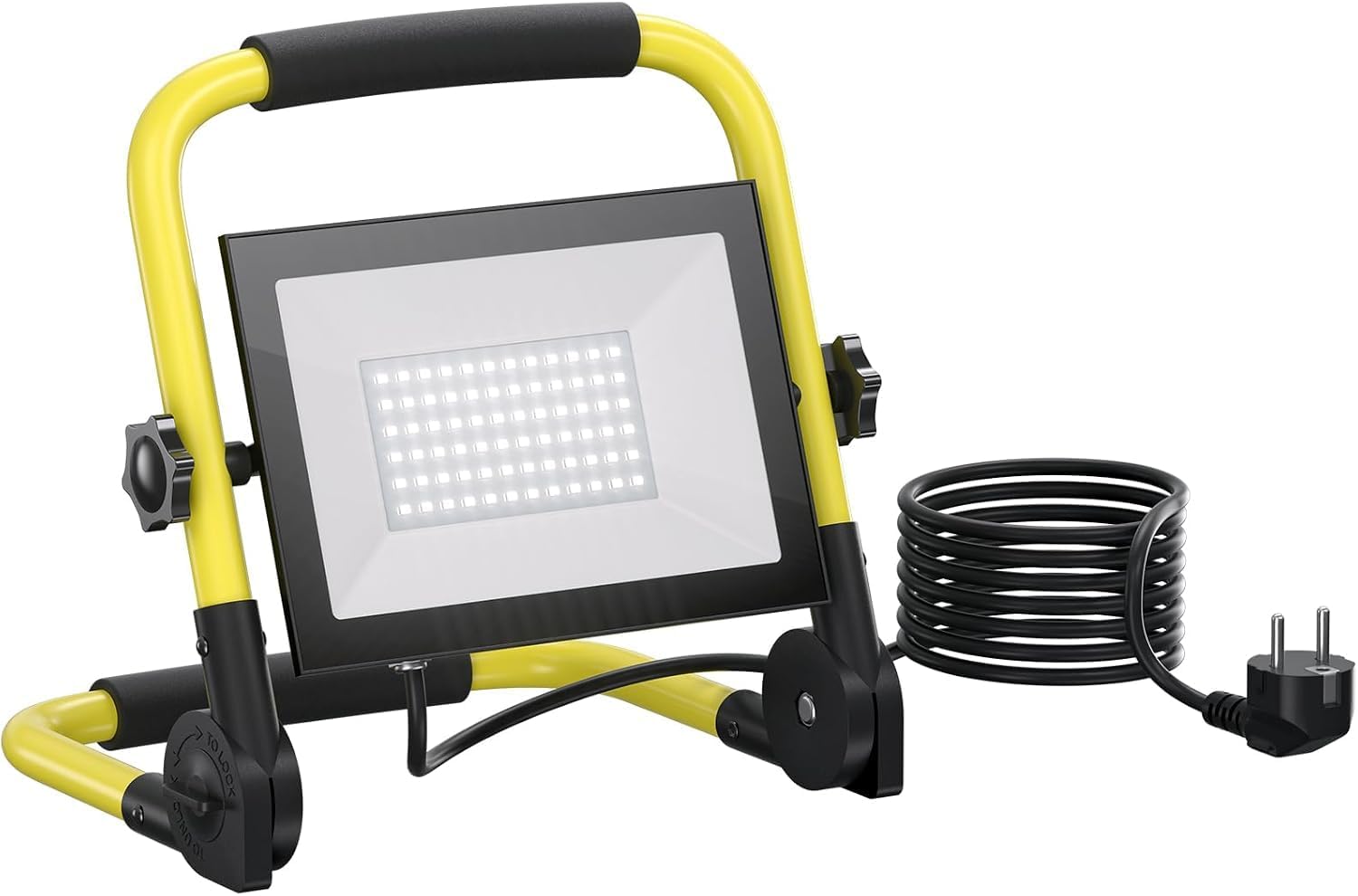 LED Baustrahler, 50W 5000LM Arbeitsleuchte mit Stativ und 3m Kabel, IP66 Wasserdichter Baustrahler LED mit EU Stecker, 6500K Kaltes Weißes Licht Baustellenlampe für Werkstatt oder Baustelle, Garage 1 LED Baustrahler, 50W 5000LM Arbeitsleuchte mit Stativ und 3m Kabel, IP66 Wasserdichter Baustrahler LED mit EU Stecker, 6500K Kaltes Weißes Licht Baustellenlampe für Werkstatt oder Baustelle, Garage