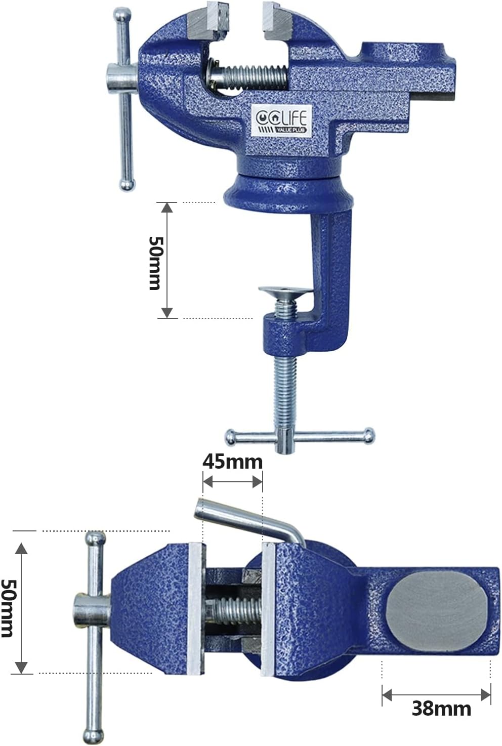 CCLIFE Schraubstock Drehbar 360° 50/70 mm Tischschraubstock | Tischschraubstock, Werkbank, Parallelschraubstock, Heimwerker, Werkstatt, robust, präzise, langlebig 3 CCLIFE Schraubstock Drehbar 360° 50/70 mm Tischschraubstock | Tischschraubstock, Werkbank, Parallelschraubstock, Heimwerker, Werkstatt, robust, präzise, langlebig – Bild 3