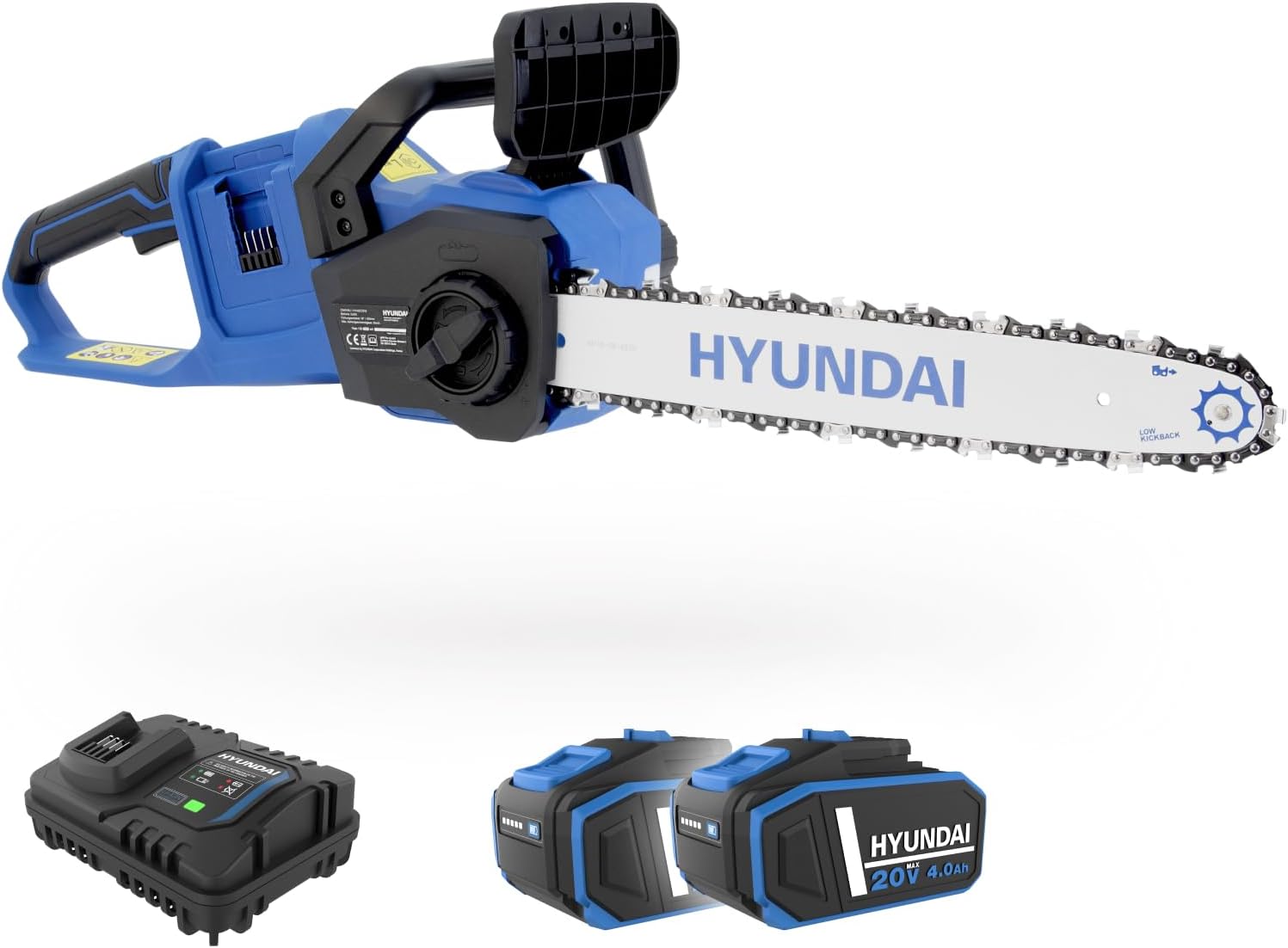 HYUNDAI 40V Akku-Kettensäge CS4016LI, inkl. 2x 4Ah Akku & Doppelladegerät 1 HYUNDAI 40V Akku-Kettensäge CS4016LI, inkl. 2x 4Ah Akku & Doppelladegerät