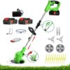 Akku Rasentrimmer & Freischneider, 21V Rasenkantenschneider mit 2 Akkus, 4 Messertypen + 1 Gartenschere, Verstellbarer Teleskop-Führungsholm – für Garten, Rasen, Gehwegkanten 5 61r6uSICJdL. AC SL1000