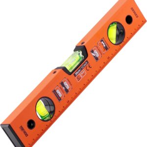 DOWELL Magnet Wasserwaage mit metrischer Skala 300mm/12 Zoll, 3 verschiedene Libellen - 45°/90°/180°