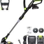 NovorikX 20V Akku Rasentrimmer mit automatischer Fadenzufuhr & 2 Akkus, 2-in-1 Rasen- und Kantenschneider, Schnittbreite 30cm, Fadendurchmesser 1,6mm, leichtes Gerät nur 1,7kg
