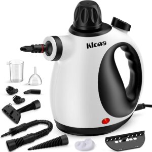 KLONA Dampfreiniger Handgerät, Steam Cleaner mit 10 Zubehör | für Teppiche, Fliesen, Sofas, Bad, Küche | Schmutz Bakterien Fett | 3 Min Schnellheizung | Dampfdruck: 3.2 bar | chemiefrei