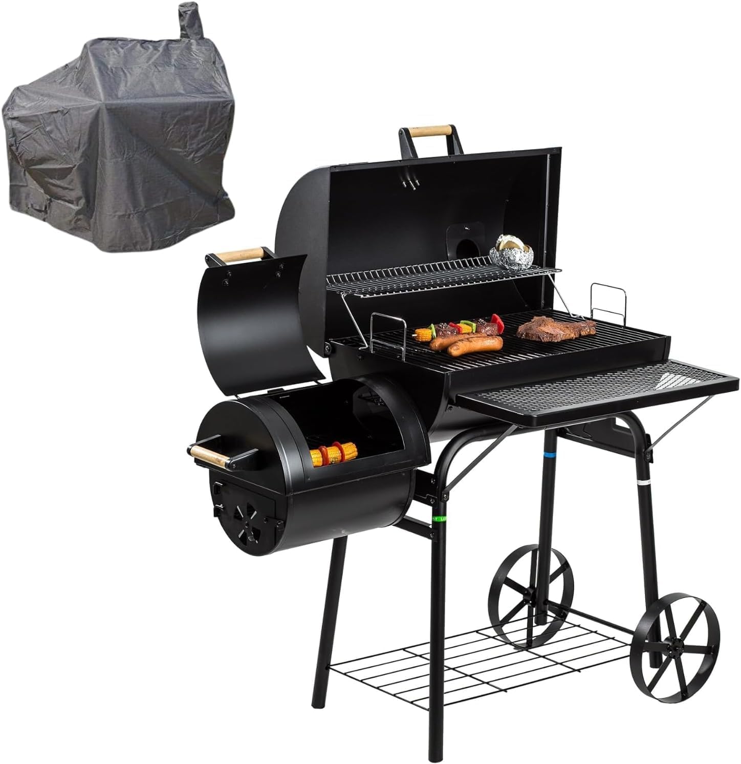 SALE XL Profi Smoker BBQ Grill Grillwagen Holzkohle 1,5mm Stahl Lokomotive + Haube 1 SALE XL Profi Smoker BBQ Grill Grillwagen Holzkohle 1,5mm Stahl Lokomotive + Haube