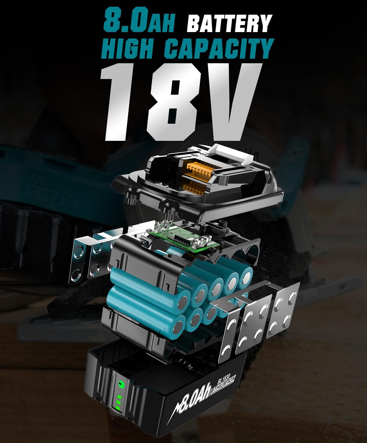2 X 18V 8000mAh/8.0Ah BL1830 Ersatzakku für makita 18V Akku Li-ion BL1850 BL1850B BL1830 BL1860B BL1845 BL1835 BL1815 194205-3 LXT-400 BL1860 Akku with LED Werkzeugakku 2 2 X 18V 8000mAh/8.0Ah BL1830 Ersatzakku für makita 18V Akku Li-ion BL1850 BL1850B BL1830 BL1860B BL1845 BL1835 BL1815 194205-3 LXT-400 BL1860 Akku with LED Werkzeugakku – Bild 2