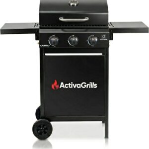 ACTIVA Gasgrill Cabrio I Premium Gasgrill inkl. wetterfester Abdeckhaube, 3 Brenner je 2,7 kW, Thermometer, verchromter Grillrost I Kompakter BBQ Gasgrill für Balkon & Garten