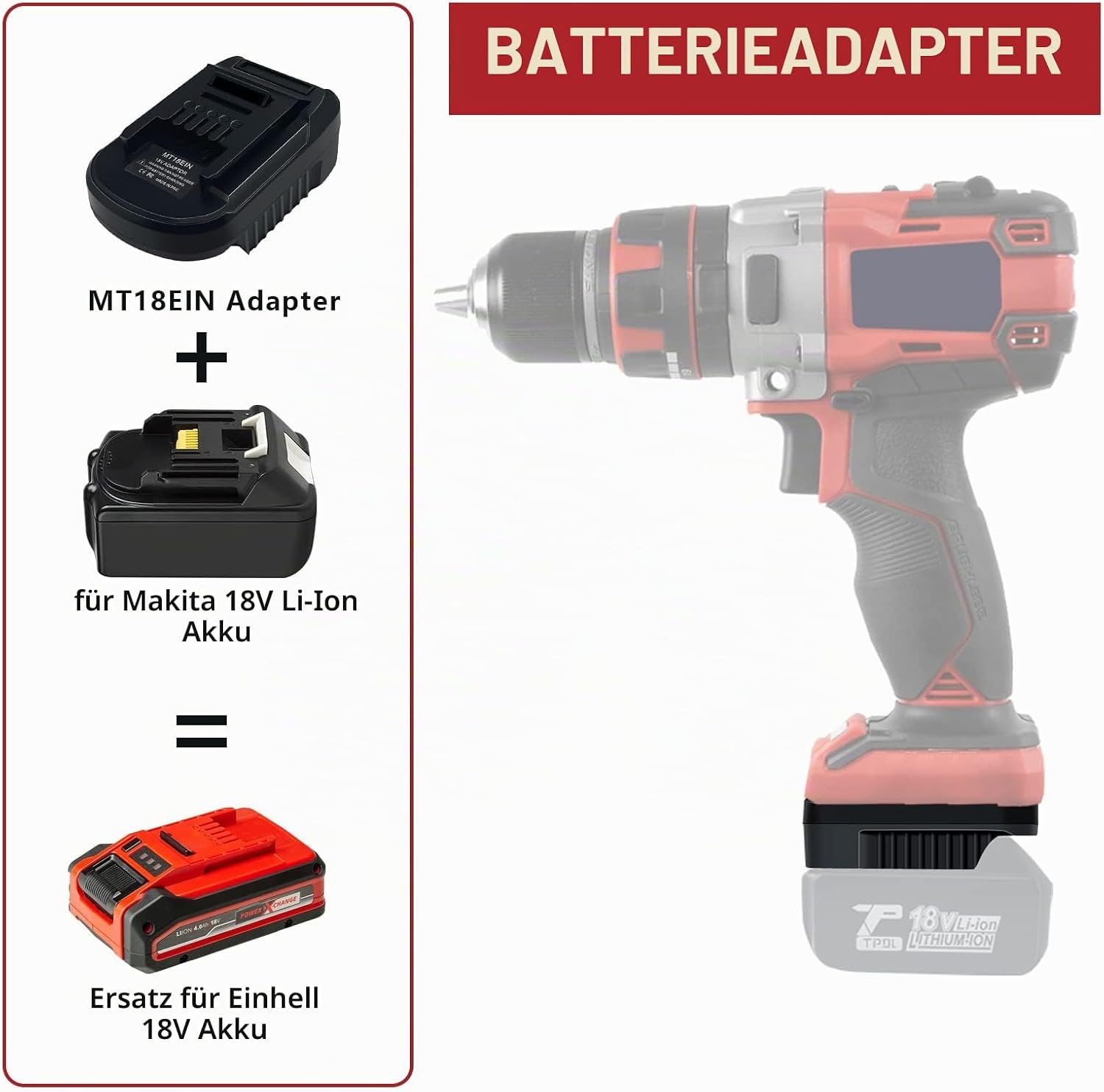 Adapter für Makita auf Einhell, für Makita Akku auf Einhell Elektrowerkzeug 4 Adapter für Makita auf Einhell, für Makita Akku auf Einhell Elektrowerkzeug – Bild 4