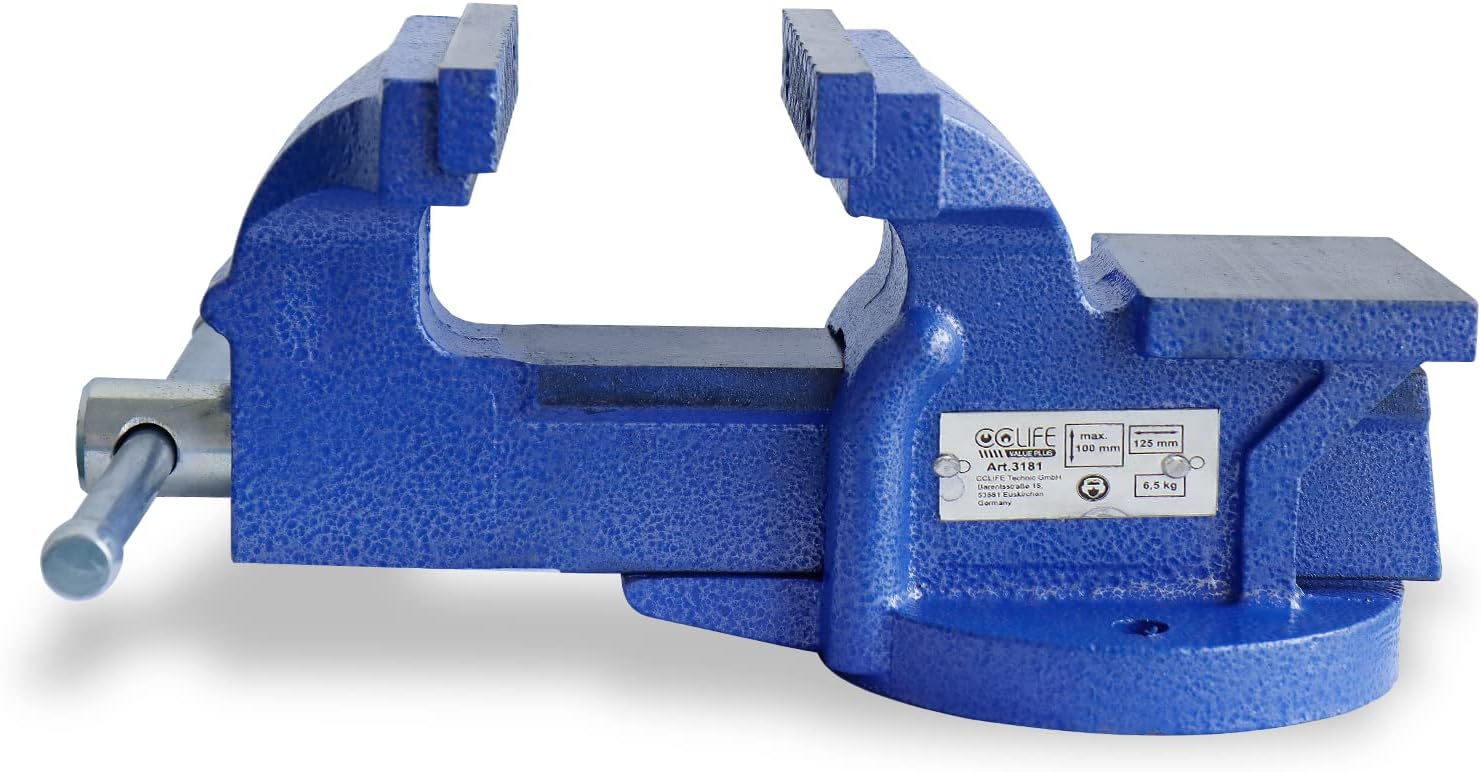 CCLIFE Schraubstock 125 mm feststehend aus Gusseisen für Werkbank | Parallelschraubstock, Metallbearbeitung, Holzbearbeitung, Werkstatt,Klemmkraft,sicherer Halt,stabil,präzise,langlebig 2 CCLIFE Schraubstock 125 mm feststehend aus Gusseisen für Werkbank | Parallelschraubstock, Metallbearbeitung, Holzbearbeitung, Werkstatt,Klemmkraft,sicherer Halt,stabil,präzise,langlebig – Bild 2