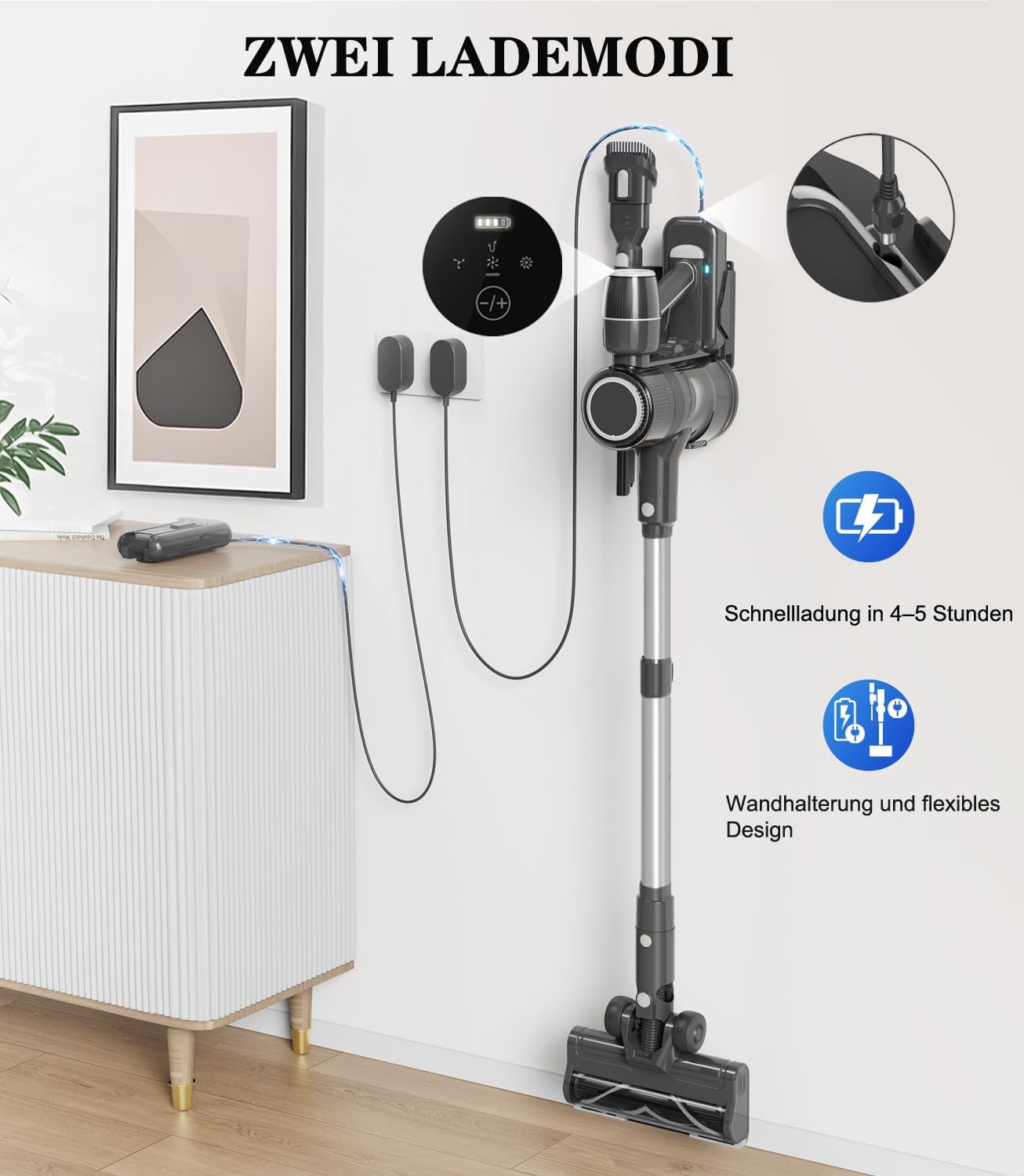Akku Staubsauger Kabellos Akkustaubsauger Akkusauger - Kabelloser Stabstaubsauger Elektrische Sauger Kehrbesen mit Ladestation Cordless Vacuum Cleaner Für Tierhaare Teppich Beutellos Stielstaubsauger 5 Akku Staubsauger Kabellos Akkustaubsauger Akkusauger - Kabelloser Stabstaubsauger Elektrische Sauger Kehrbesen mit Ladestation Cordless Vacuum Cleaner Für Tierhaare Teppich Beutellos Stielstaubsauger – Bild 5