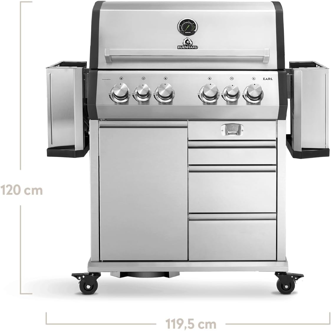 BURNHARD® Gasgrill 4-Brenner inkl. Heckbrenner, mit Gusseisen Grillrost 3 BURNHARD® Gasgrill 4-Brenner inkl. Heckbrenner, mit Gusseisen Grillrost – Bild 3