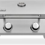 tepro Tischgasgrill Chicago, 2 Brenner mit je ca. 3 kW Leistung, Piezozündung, Thermometer, Maße ca. 54 x 45,5 x 36 cm, Silber