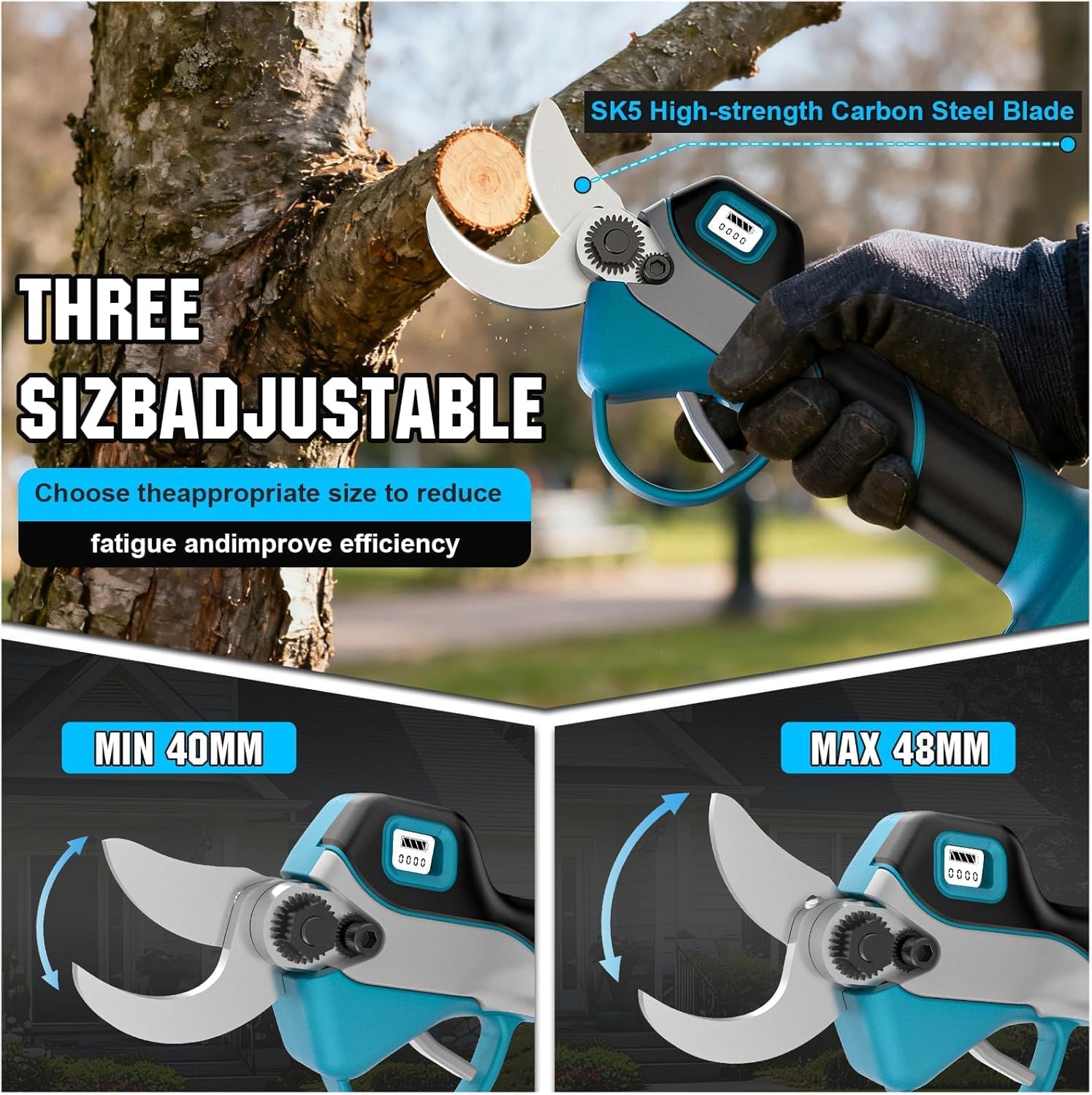 8 Zoll Mini Kettensäge & Akku Elektro Gartenschere 4-in-1 Gartenwerkzeug Set,Mit 2×4.0ah Akku,VerläNgerungsstange Bis 4.2m,BüRstenloser Motor,Elektro Hochentaster AstsäGe FüR Baumzweige, 5 8 Zoll Mini Kettensäge & Akku Elektro Gartenschere 4-in-1 Gartenwerkzeug Set,Mit 2×4.0ah Akku,VerläNgerungsstange Bis 4.2m,BüRstenloser Motor,Elektro Hochentaster AstsäGe FüR Baumzweige, – Bild 5
