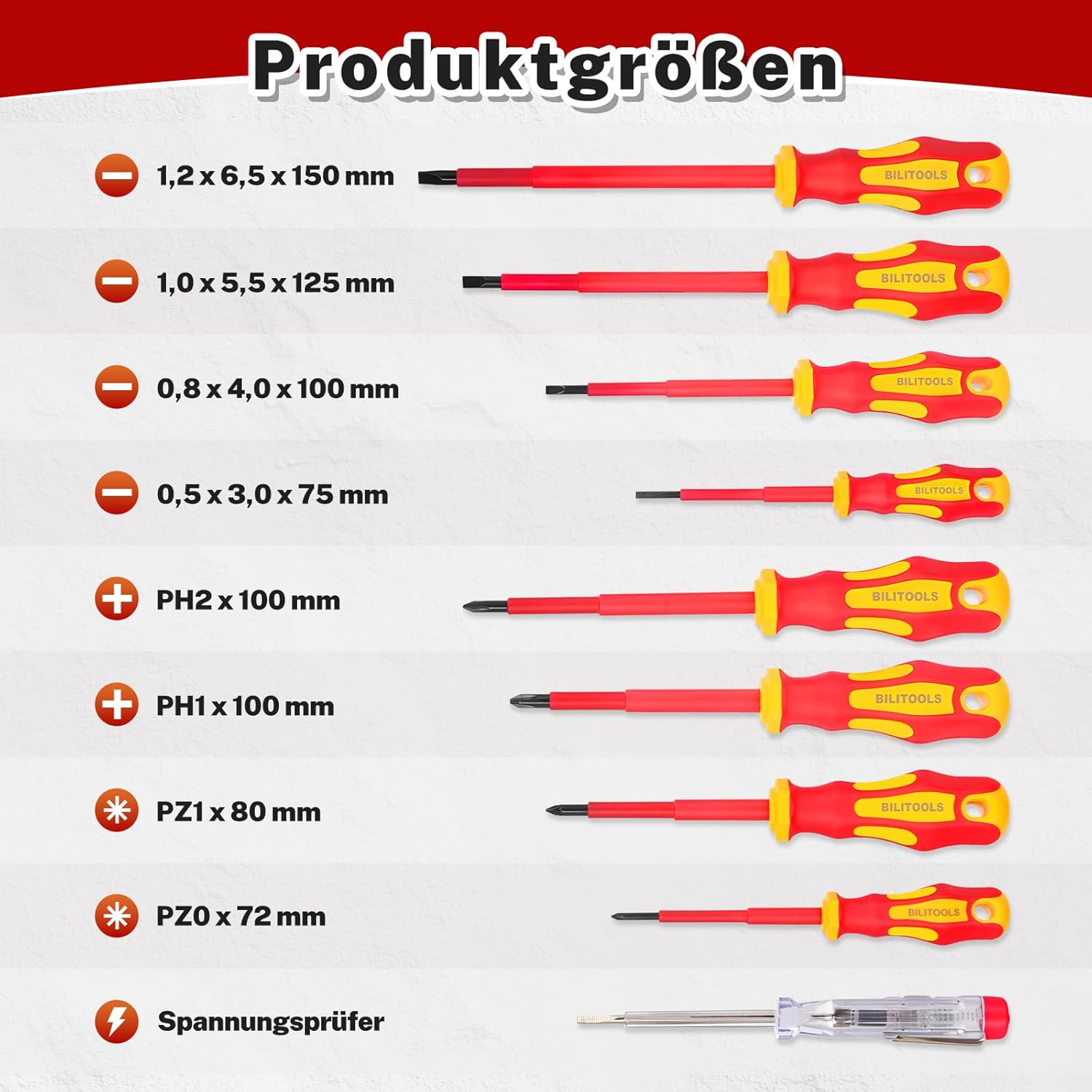 BILITOOLS Schraubendreher Set Elektriker 9tlg VDE 1000V | Isoliertes elektriker schraubendreher set 1000V mit Spannungsprüfer magnetisch Schlitz Phillips Pozidriv, Elektriker Werkzeug 2 BILITOOLS Schraubendreher Set Elektriker 9tlg VDE 1000V | Isoliertes elektriker schraubendreher set 1000V mit Spannungsprüfer magnetisch Schlitz Phillips Pozidriv, Elektriker Werkzeug – Bild 2