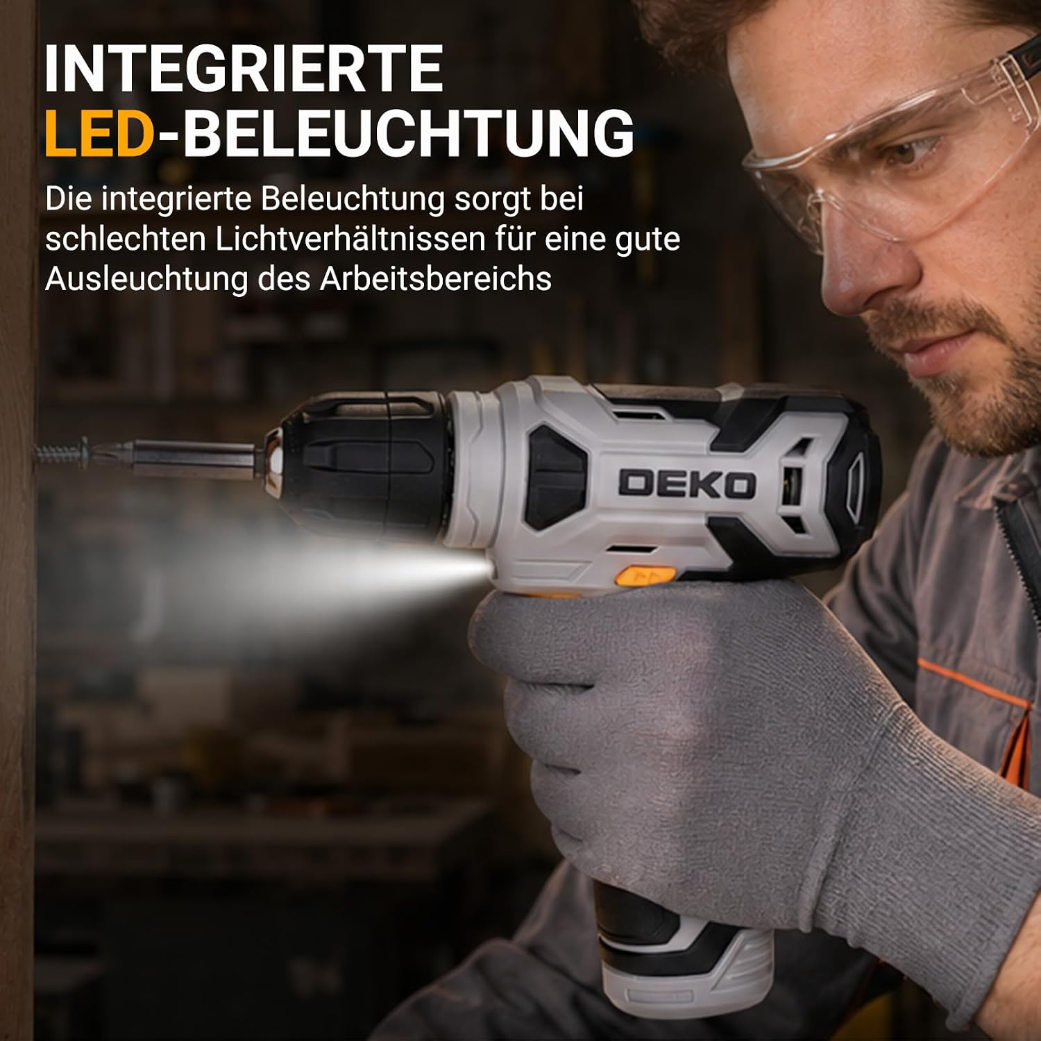 DEKO 126-teiliger Werkzeugkoffer mit 8V-Akkuschrauber, Multifunktionaler Akkuschrauber Set, Basis Werkzeugkasten für den Hausgebrauch, DIY Handwerkzeug Set fur Zuhause, Büro und Garten 4 DEKO 126-teiliger Werkzeugkoffer mit 8V-Akkuschrauber, Multifunktionaler Akkuschrauber Set, Basis Werkzeugkasten für den Hausgebrauch, DIY Handwerkzeug Set fur Zuhause, Büro und Garten – Bild 4