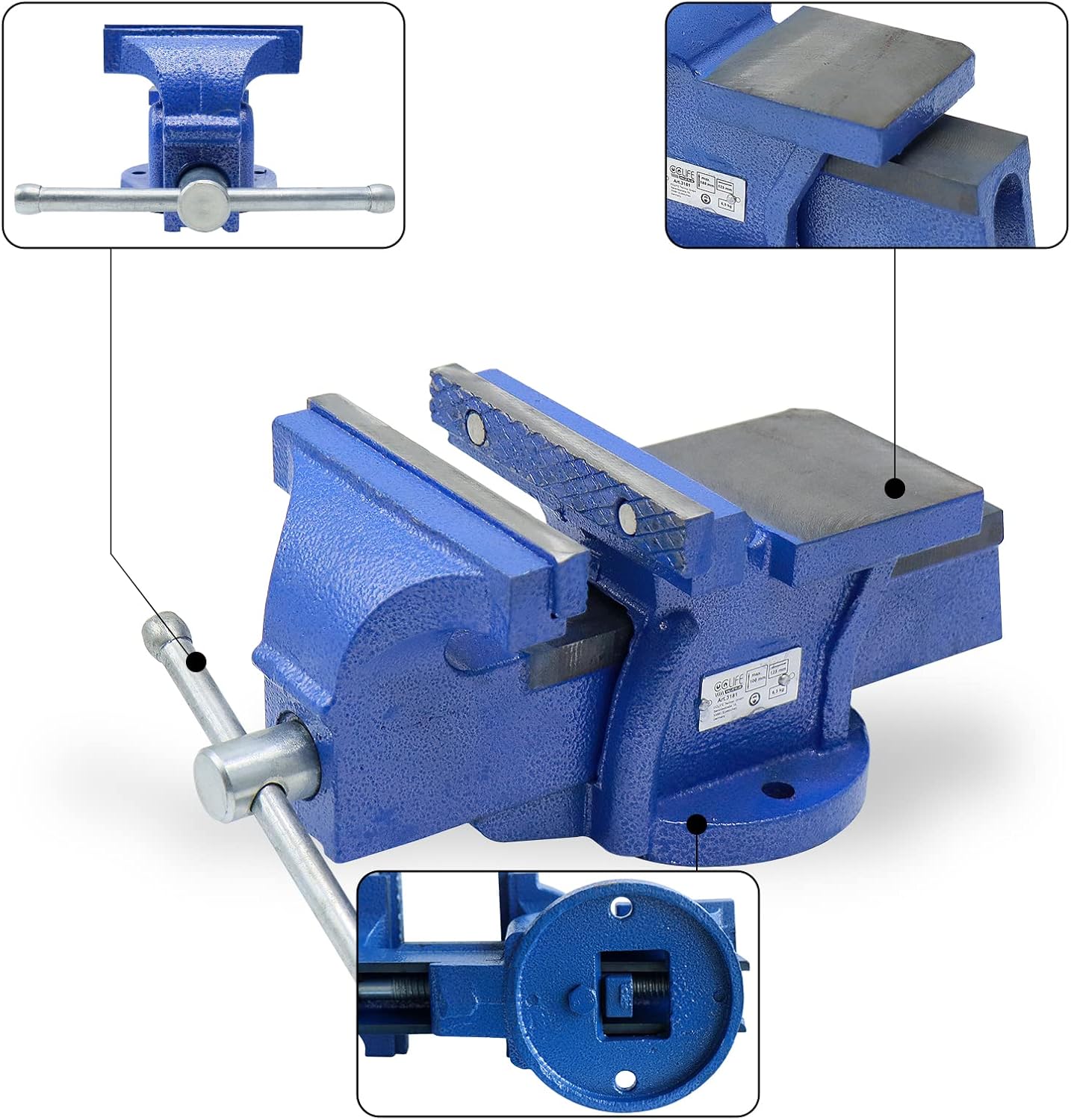 CCLIFE Schraubstock 125 mm feststehend aus Gusseisen für Werkbank | Parallelschraubstock, Metallbearbeitung, Holzbearbeitung, Werkstatt,Klemmkraft,sicherer Halt,stabil,präzise,langlebig 4 CCLIFE Schraubstock 125 mm feststehend aus Gusseisen für Werkbank | Parallelschraubstock, Metallbearbeitung, Holzbearbeitung, Werkstatt,Klemmkraft,sicherer Halt,stabil,präzise,langlebig – Bild 4