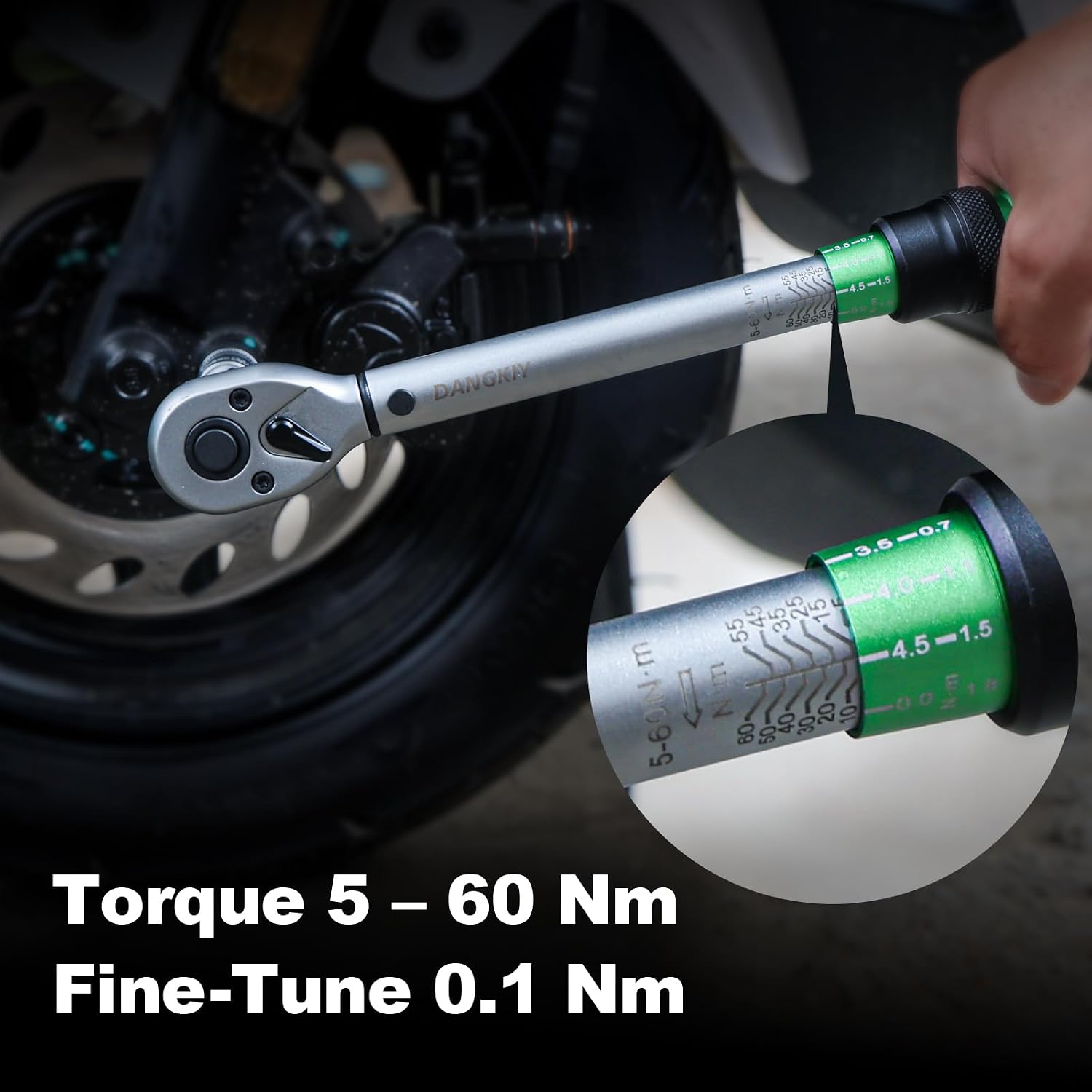 3/8 Zoll Drehmomentschlüssel 5-60 Nm, 72 Zähne Ratschenkopf, 3-teiliges Set mit 125mm Verlängerung, 3/8"-1/4" Adapter für Fahrrad, Motorrad & Auto Zündkerzenwechsel 3 3/8 Zoll Drehmomentschlüssel 5-60 Nm, 72 Zähne Ratschenkopf, 3-teiliges Set mit 125mm Verlängerung, 3/8"-1/4" Adapter für Fahrrad, Motorrad & Auto Zündkerzenwechsel – Bild 3